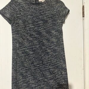 LOFT Blue and White Sheath Mini Dress Crew Neck